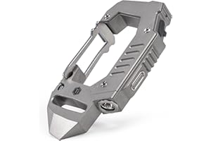 KeyUnity KF02 Clip moschettone multiuso in titanio, torcia portachiavi multifunzionale 7 in 1 per campeggio, escursionismo e attività all'aperto