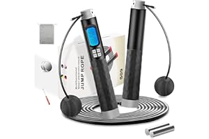 AMLGG Skipping Rope, Speed Rope for Fitness, Skipping Rope with Weights with Calorie Counter, Improved Chip and TPE Slip Handles for Training, Boxing, Rope Skipping for Fitness Women, Men