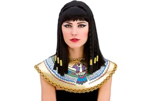 Wicked Costumes Adult Cleopatra Fancy Dress Wig with Fringe and Gold Braiding