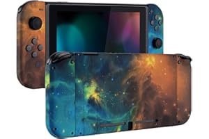 eXtremeRate Cover per Nintendo Switch,Custodia Tasti Pulsanti Kit per Joycon,Scocca Shell Grip DIY Ricambio per Console,Senza Controller-Galassia Arancione