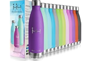 HoneyHolly Botella de Agua Acero Inoxidable 350/500/650/750ml, Aislamiento de Vacío de Doble Pared, Botellas de Frío/Caliente, sin bpa Botella Reutilizable para niños Sport Gimnasio Trekking Bicicleta
