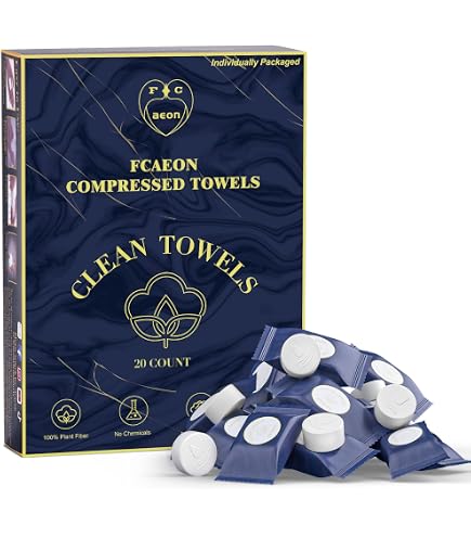 FainFun 10 Pcs Serviettes Compressées Grand Format - Serviettes De Voyage Compactes En Fibre Végétale Pour Visage Et Peau