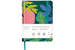 Rileys & Co. Carnet de Mot De Passe Avec Onglets de A à Z - Cahier Répertoire Alphabétique De Mot De Passe - Livre De Mot De Passe, Conserver Vos Identifiants Web (15,2 x 11,4 cm, Tropical)