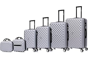 CELIMS - Set di Valigie 5 Pezzi con Beauty Case | Set di Valigie rigide | Set di Bagagli da Viaggio | Cabinà + Medio + Grande + 2x Vanity | Grigio