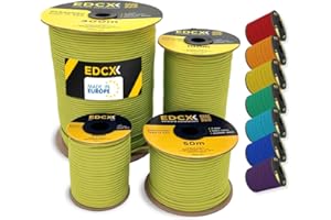 EdcX 4mm Nylon Paracord 550 30, 50, 100, 300m (100-1000 Piedi) - Tipo III, Corda 100% Nylon, Corda 7 Fili, Corda Nylon 4mm in Tinta Unita
