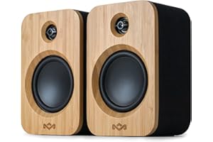 House of Marley Get Together Duo Regallautsprecher - Bluetooth Lautsprecher Stereo Paar mit AUX-Eingang, Holzlautsprecher für Plattenspieler, Handy und PC - Bluetooth Stereo Lautsprecher Boxen