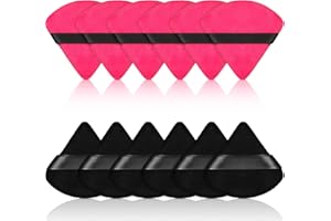 MAITYS 12 Puderquasten, Make-up, Dreieck, für loses Puder, Schwamm, Grundierung, Kosmetik, Körper, weich, Make-up-Werkzeug, Mineralpuder, trocken feucht (Schwarz, Rosarot)