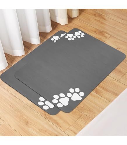Tappetino Sotto Ciotola Per Cane/Gatto 40x50 Cm - Assorbente, Antiscivolo, Facile Da Pulire, Motivo Osso