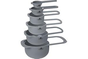 O-ishii MeasureMaster 6-teiliges Messbecher Messlöffel Set aus Kunststoff Measuring Cups für Backen und Kochen