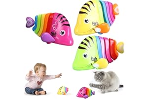 PQKL-PARTY Clockwork Swinging Cartoon Fish Toys, Novelty Wind Up Toy for Kids, Plastic Wiggle Fish Toys, Fish Swimming Bath Toys, Parent-Child Interactive Toys, Cartoon Cute Fish Toy for Boys and Girls