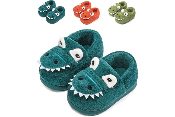 Chaussons Enfants Fille Garcon Pantoufle Peluche Animaux Dinosaure Slippers Chaussons Bébé Antidérapant