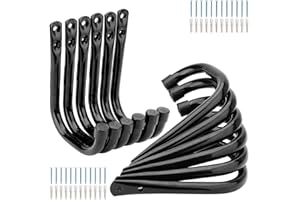 PIPABIBA Lot de 12 crochets en J robustes pour garage, charge maximale de 20 kg, support mural en acier pour tuyau d'arrosage, outils électriques (14 cm x 10,6 cm)