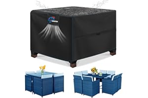 ‎SIRUITON SIRUITON Gartenmöbelabdeckung, 150 x 90 x 75 cm, Rattan, wasserdicht, strapazierfähig, 420D-Oxford-Gewebe, Terrassen-Gartentischabdeckung mit Lüftungsschlitzen,Schwarz