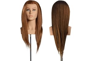 L'IMAGE GMBH L'IMAGE Sophia – Testina da parrucchiere con capelli veri indiani di 50 cm, con ciglia