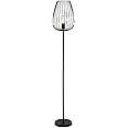 Eglo Newtown Vintage Floor Light, Black Steel Living Room Standing lamp with Foot Switch, E27 Socket