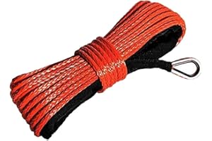 Faderr Corde de treuil synthétique de 0,6 cm x 15,2 m avec gaine pour quads treuils ATV UTV SUV Camion Bateau Ramsey Corde de treuil d'urgence 3492,7 kg