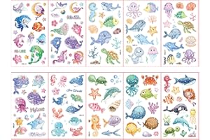 LARFRAECY Tatuajes temporales para niños 10PCS Mezcla de Estilos Impermeables Tatuajes Temporales Pegatinas Relleno para fiestas de cumpleaños infantiles Incluye Astronautas Sirenas... (B)