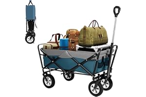 EUGAD Carro Playa Plegable Carrito para Jardín de Mano Compras Resistente Hasta 80 kg, Aprox.90x44x27cm, Azul + gris 0007HC