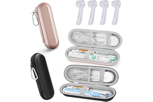 DALAETUS 2 Piezas Estuche de Viaje para Cepillos de Dientes Eléctricos con 4 Piezas Tapa para Cepillos de Dientes, Estuche de Viaje Universal para Cepillo Dental, Viajes de Negocios