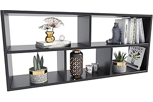 MATKAM Scaffale sospeso TEO dal look moderno, L113,6 x H50 x P25 cm, scaffale a parete disponibile in vari design, per studio, soggiorno, camera da letto o camera dei ragazzi (nero)