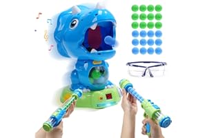 EagleStone Moveable Dinosaur Shooting Toys Triceratops Action，Kids Shooting Games mit LCD Score Record&LED, Verbesserung der Hand-Auge-Koordination Spielzeug für Jungen und Mädchen
