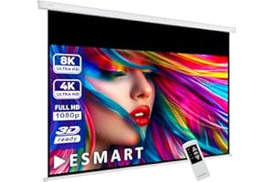 ESMART Professionnel MIMOTO Écran de Projection Moteur 160 x 90 cm (72") 16:9 | Télécommande programmable | Écran de Moteur d'écran de Projection de projecteur électrique de cinéma Maison