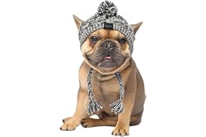 HGERGWW Hundemütze, Wintermütze für Hunde, Winter Strickmütze für kleine, mittelgroße und große Hunde, Warme Mütze Strickmütze mit Ohrlöchern und Pom (S: 33-41cm)