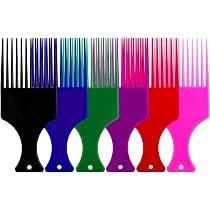 WLLHYF 6-teiliger Afrokamm-Set – Breite Zähne, Bunte Farben, Für Lockiges & Dickes Haar, Mit Griff