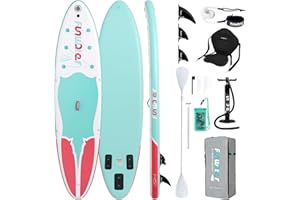 FunWater Tabla de Surf Hinchable de Pie, Sup con Remo Ajustable, Bomba, Mochila de Viaje, Correa de Seguridad y Funda Impermeable para Teléfono Móvil
