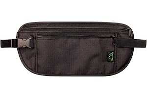 CampTeck U6680 Ceinture de Voyage Discrète Ceinture Banane Portefeuille RFID Faraday Signal Blocage pour Argents, Passeports, Carte Débit et Crédit, Smartphones etc - Noir