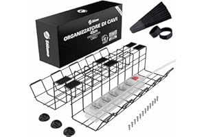 Raccogli Cavi Scrivania di Stilemo - Set da 2 Portacavi sotto Scrivania Super Robusti per Cavi Ordinati, in Acciaio al Carbonio, fino a 10 kg - 43 x 11 x 10,5 cm