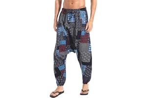 AITFINEISM Pantaloni Harem da Uomo Comodi Pantaloni Elastici in Vita Moda Tinta Unita Casual Yoga Hippies Pantaloni