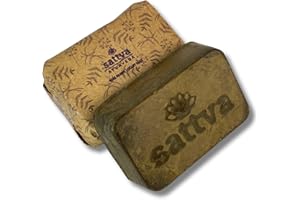 ‎SATTVA AYURVEDA Sattva Ayurveda - Naturhaarfarbe in Henna-Block Dunkelbraun - Revolutionäre Formel mit Ölen, Bio Haarfarbe Braun ECOCERT - Regenerierende Pflanzenhaarfarbe - 1 Block à 80g