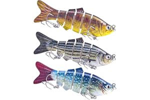 ‎FOLGTEK Folgtek 3tlg. Angeln Köder Gemischt Schwimmköder Mehrgelenkige Angelköder, Langsam Sinkende Bionische Angelköder für Süßwasser, Salzwasser, Bass, Raubfisch