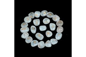 JAGPAROVA Runes - Clear Quartz Crystal - Elder Futhark Runes - Rune Set - 25 Pcs Engraved Gemstones Rune - Rune Stones Futhark - Quartz Runes - Wiccan Gifts