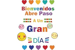 1step2dream Juego de tablón de anuncios inspirador español para decoración de aula, póster de bienvenida y arte de pared con acento positivo, decoraciones motivacionales