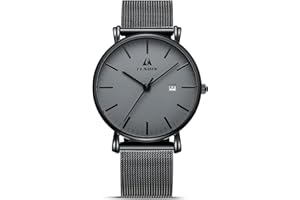 LN LENQIN Uhren Herren Edelstahl Herren Uhr 30M wasserdichte Analoge Quarz Uhren Herren Armbanduhren mit Datum Mode Freizeit Uhren für Männer