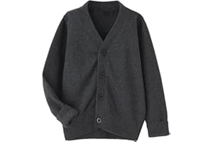 BINIDUCKLING Cárdigan escolar con cuello en V para niños y niñas, manga larga, con botones, para uniforme escolar