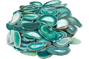 KYEYGWO 10 Pcs Polished Agate Geode Slices Stone for Home Decoration, Irregular Healing Crystals for Jewelry Making, Place Cards for Weddings