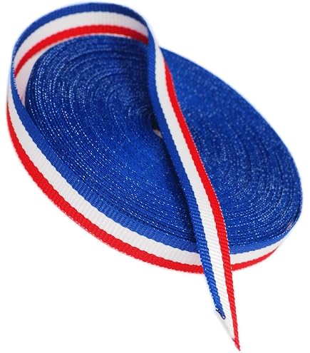 Ruban Satin Tricolore Bleu Blanc Rouge 100M X 10mm - Ruban Drapeau Français Pour Décoration Et Artisanat