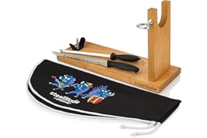 Steelblade - Jamonero + Cubre Jamón Kukuxumusu + Cuchillo Jamonero y Chaira - Soporte Jamonero Fabricado en España