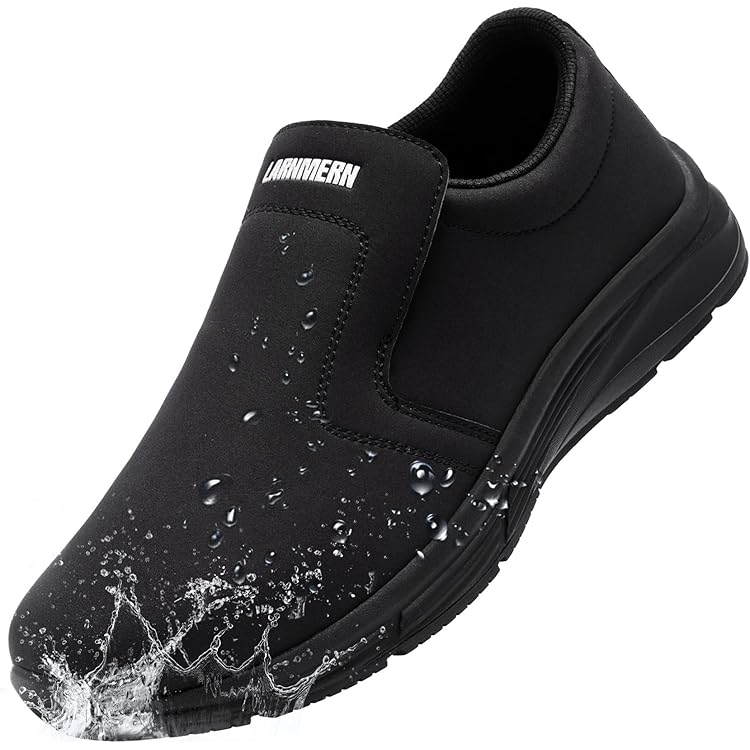 FLIOZY Antislip keukenschoenen voor mannen en vrouwen, oliebestendig en waterdicht, met antislip rubberen zolen, comfortabele werkklompen, Zwart Fleece, 45/46 EU