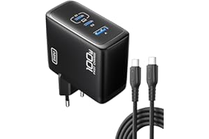 INIU 100W USB C Caricatore, GaN Multiplo Presa USBC Caricabatterie, Alimentatore Rapido Compatto con Cavo per MacBook Pro Air iPad, iPhone 17 16 15 Pro Max, Samsung S25 S24 Ultra, Switch 2, Xiaomi 15