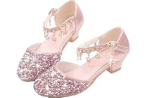 YOGLY Mädchen Prinzessin Schuhe Glitzer Sandalen Flamenco Schuhe Kinder Partei Ballerina Kristall Schuhe Hochzeitsschuhe Glitzer Pumps 26-38