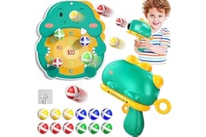 TODARRUN Kids Shooting Toys for 3 4 5 6 7 8 Years Old Boys Girls,Dinosaur Blaster Gun Outdoor/Indoor Games Dart Board Toys with 12 Sticky Balls,Birthday Easter Gifts for Boys Girls.