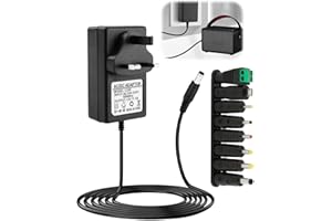 ENJIROR Universal Power Supply Cable Adapter UK 12V 3A 36W AC to DC with 8 Replacement Tip 100-240V 50-60Hz 5.5x2.1mm Multi Plug Head Charger Cord for Household Electronics LED Router Laptop CD Player MP3/MP4