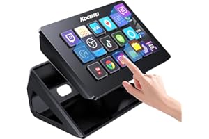 Kocusu Stream Control Deck with 15 Macro Keys & Dashboard,Studio Stream Controller,Customizable LCD Buttons,Triggers Actions in Apps Like OBS,Twitch,YouTube,Compatible with PC for Live Streaming,Black