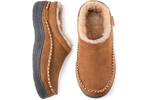Zigzagger Men's Moccasin Slippers Indoor/Outdoor Fluffy House Shoes Memory Foam Slip On for Men