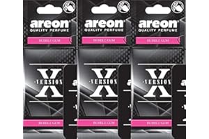Areon X Deodorante Profumo Auto Bubblegum Dolce Originali Nero Da Appendere Pendente Specchietto Retrovisore Cartoni 2D Casa Set ( Bubble Gum Pack x 3 )