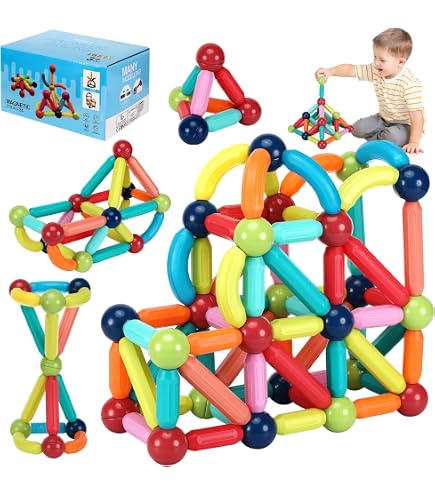 BARVERE – Robot Transformable Magnétique 35 Pièces – Construction Véhicules – Boîte De Rangement – Cadeau 3 Ans+
